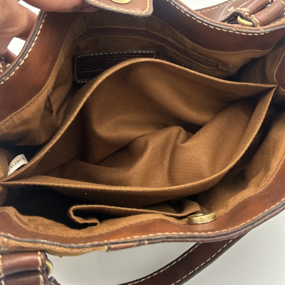 Vtg Y2K Relic Brown Faux Leather Patchwork Tote Hand Bag Purse Boho Colorblock - Picture 10 of 13
